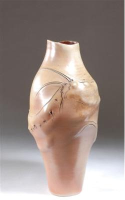 Frank Boyden : A vase with incised and pierced fish, seaweed and shell forms